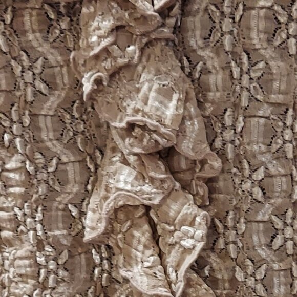 White House/Black Market Beige Ruffled Blouse Size M - Picture 4 of 8